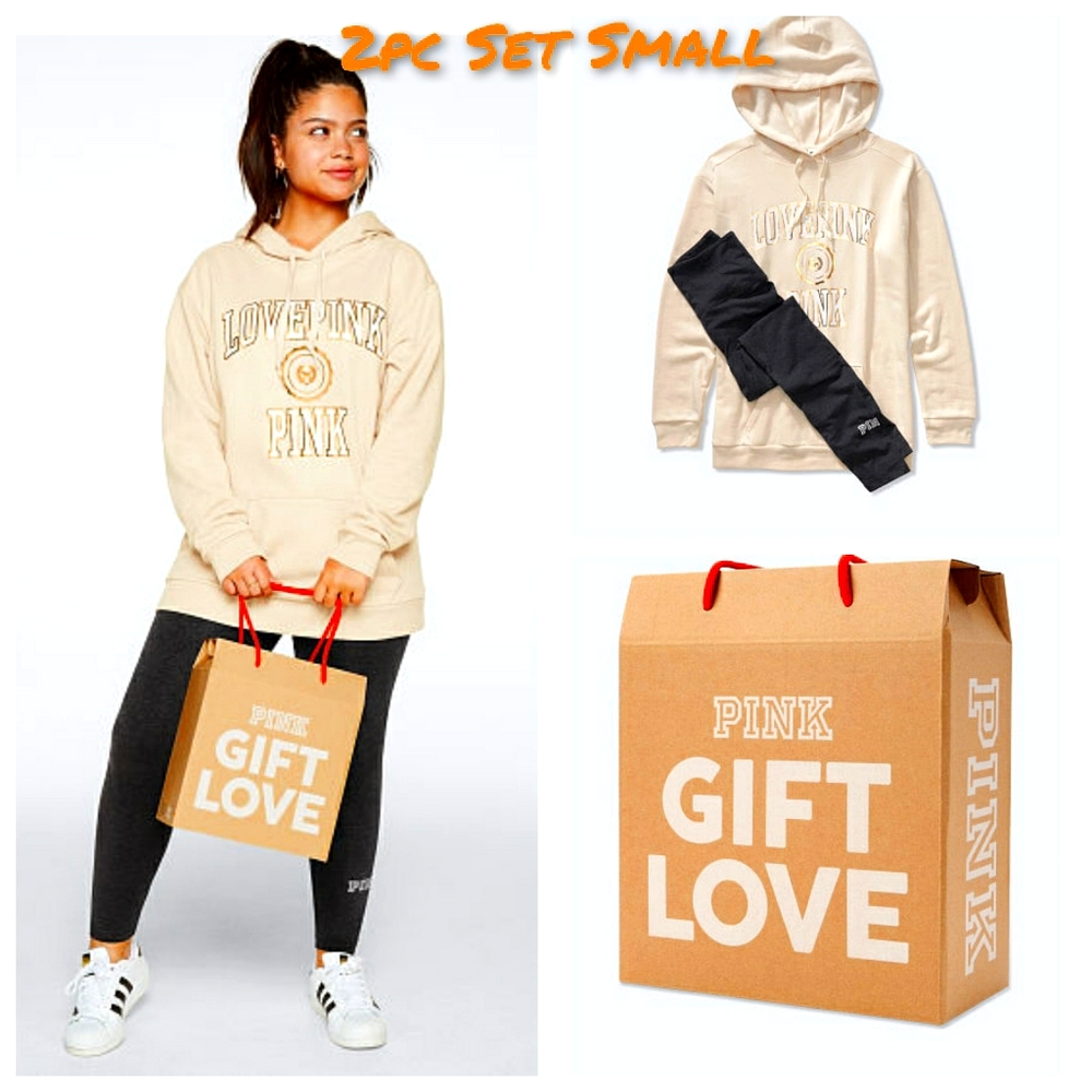 VS Pink 2pc Hoodie & legging Logo Gift Set S